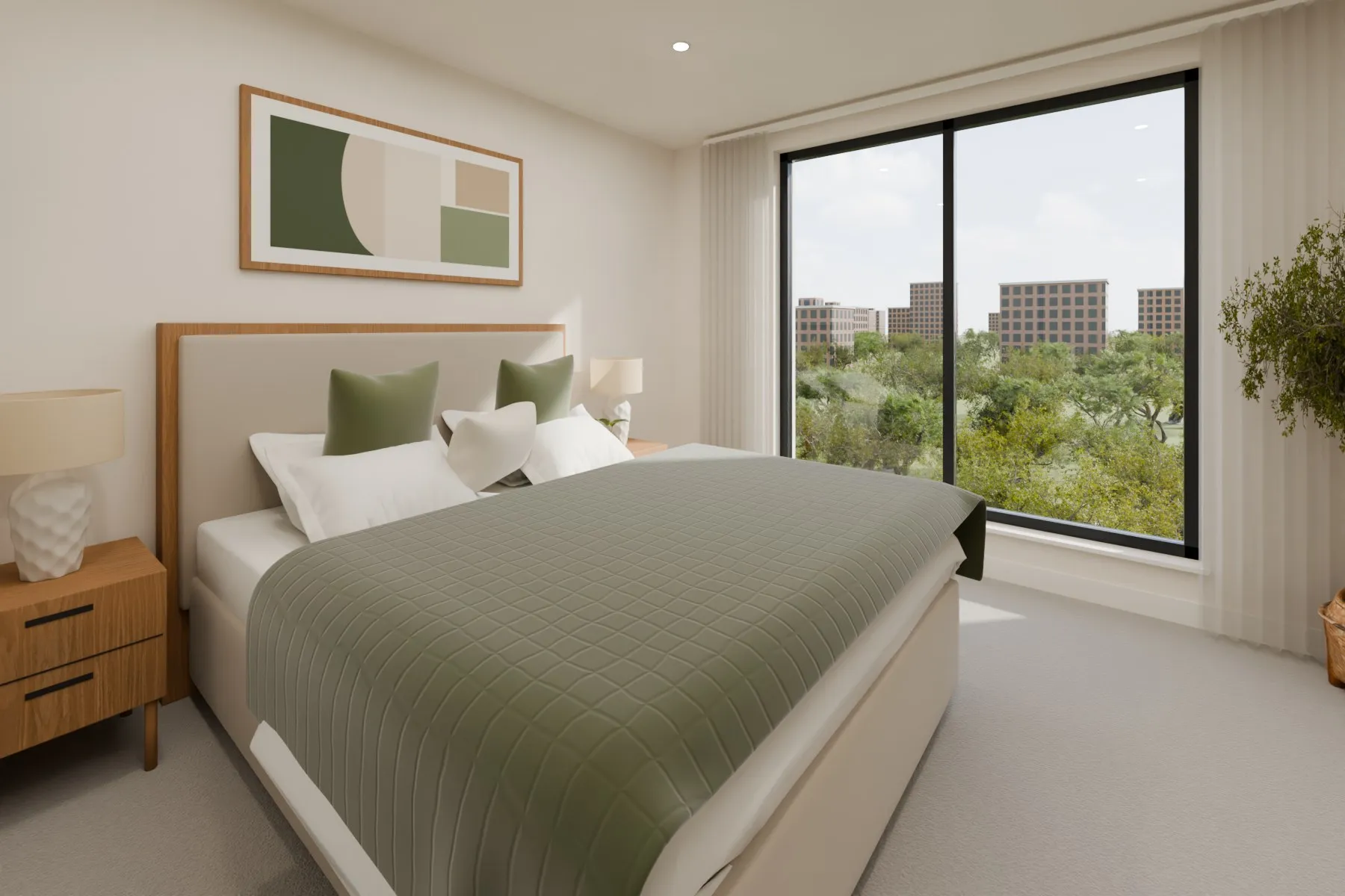 The same view of bedroom 1 rendered from our 3D rebuild
