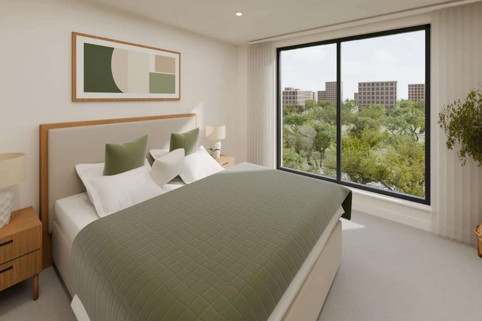 The same view of bedroom 1 rendered from our 3D rebuild